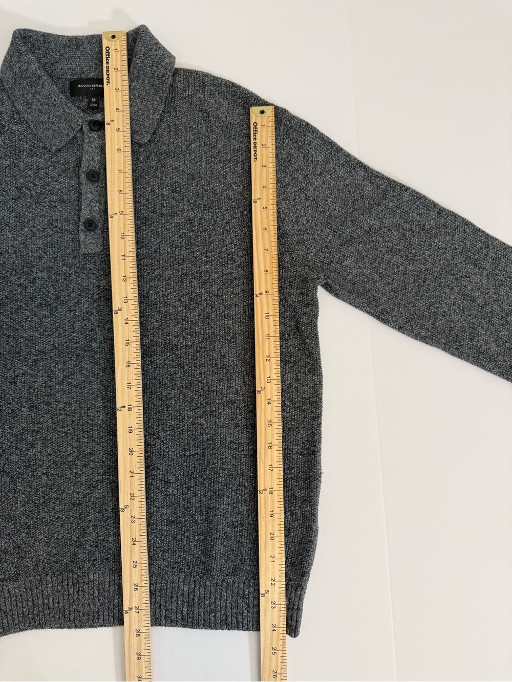 NWOT | Banana Republic Charcoal Men's Seed Stitch Merino Wool Polo | Medium - Picture 7 of 13